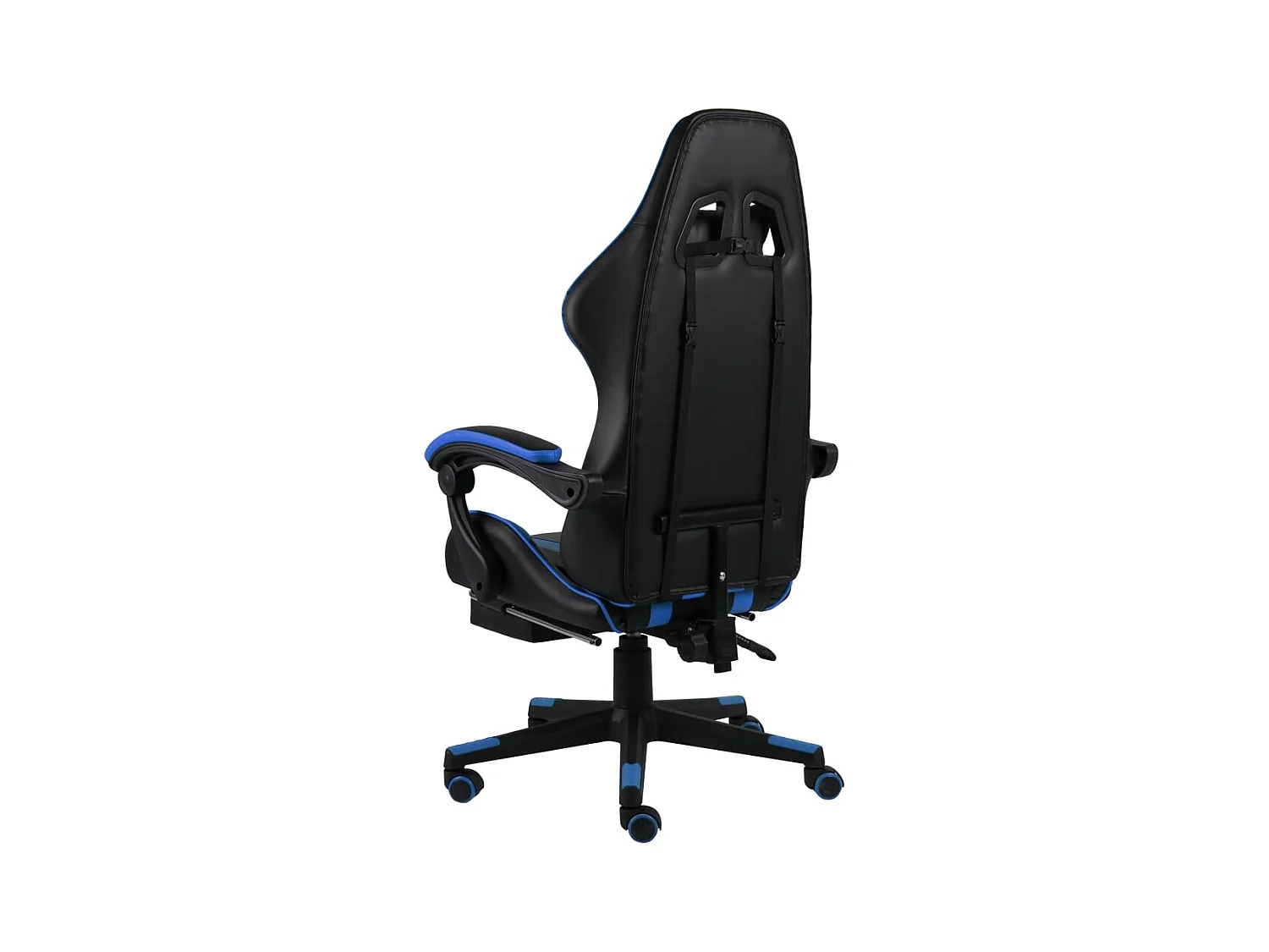 Fauteuil de jeux vidéo avec repose-pied Noir et bleu Similicuir