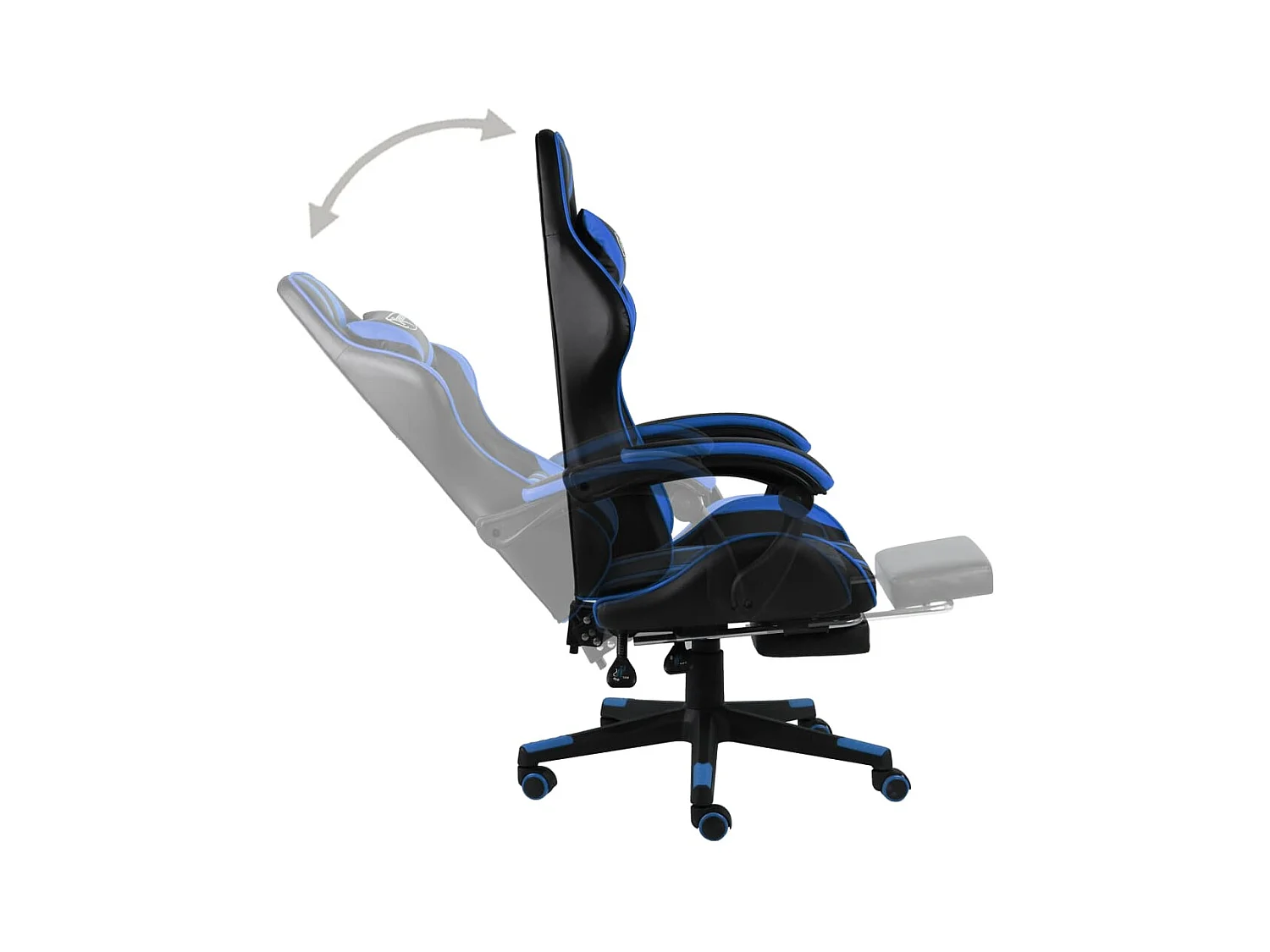 Fauteuil de jeux vidéo avec repose-pied Noir et bleu Similicuir