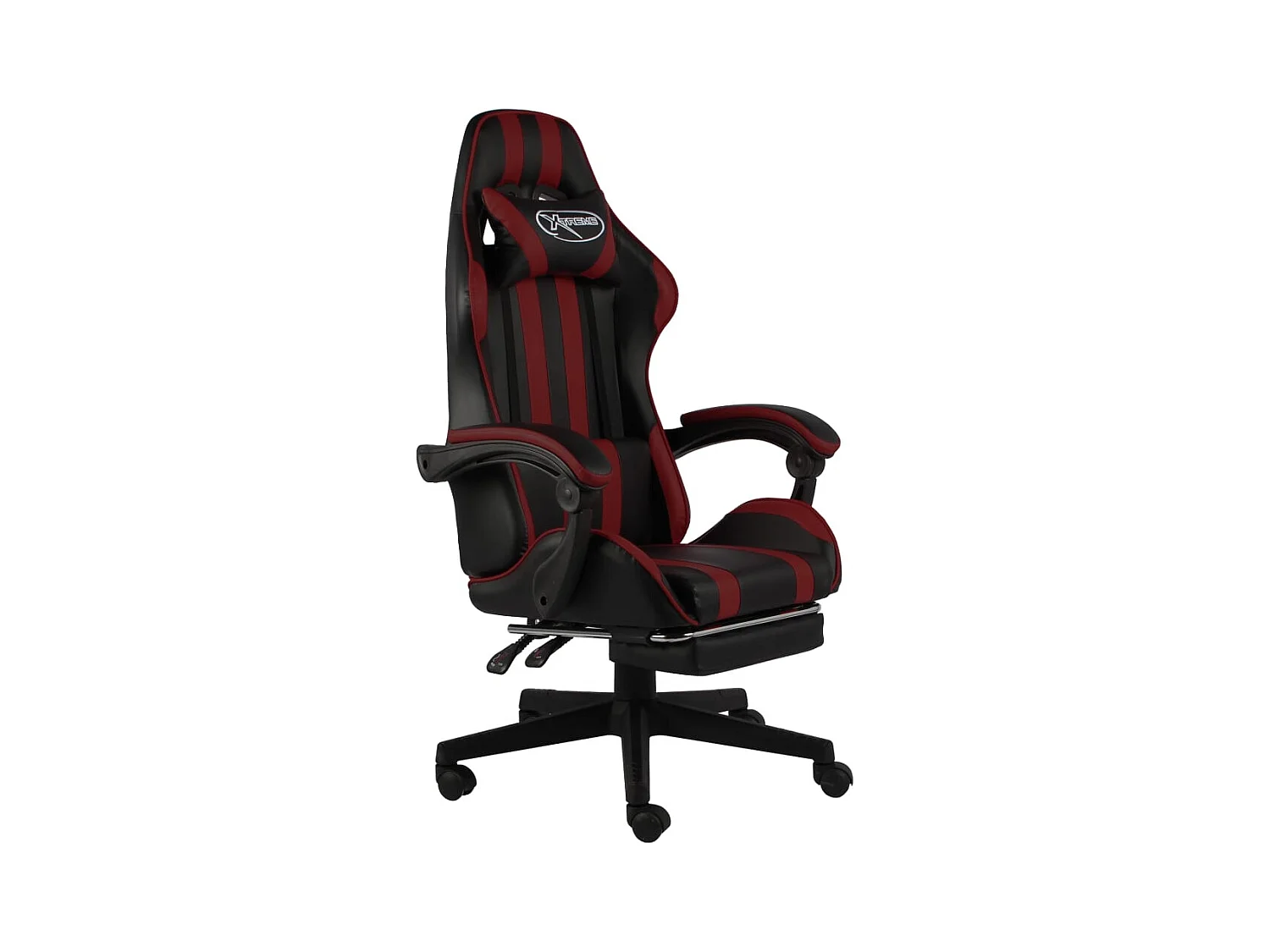 Fauteuil de jeux vidéo et repose-pied Noir/bordeaux Similicuir