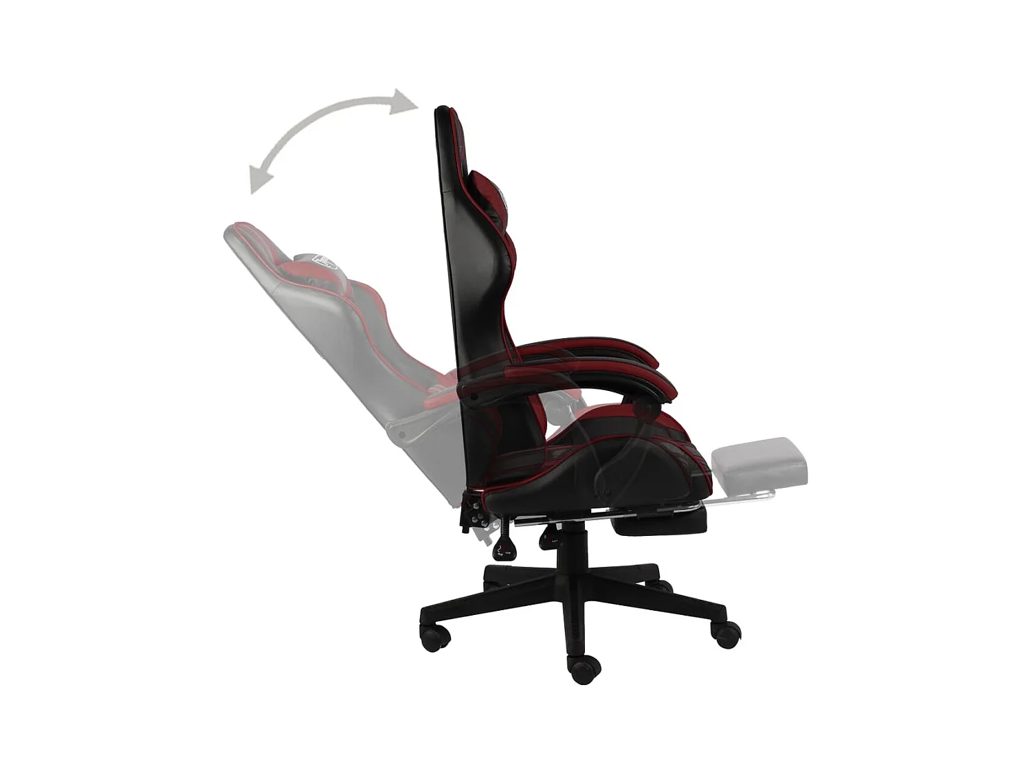 Fauteuil de jeux vidéo et repose-pied Noir/bordeaux Similicuir