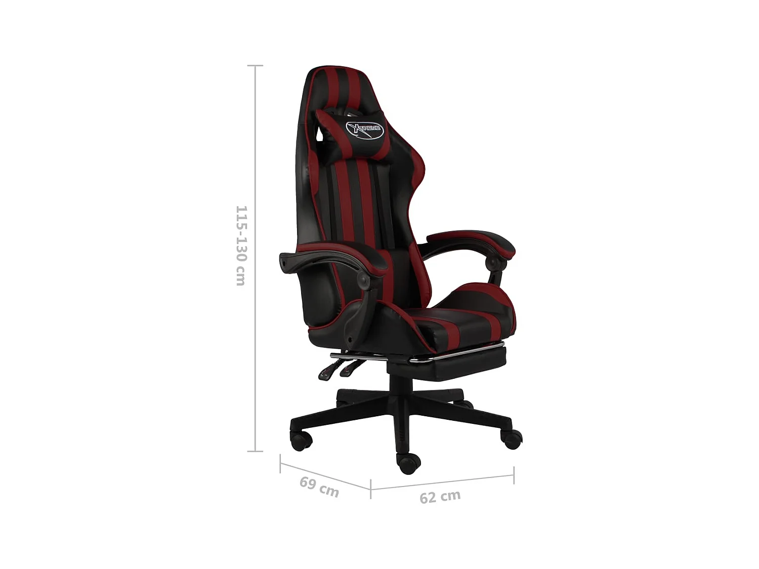 Fauteuil de jeux vidéo et repose-pied Noir/bordeaux Similicuir