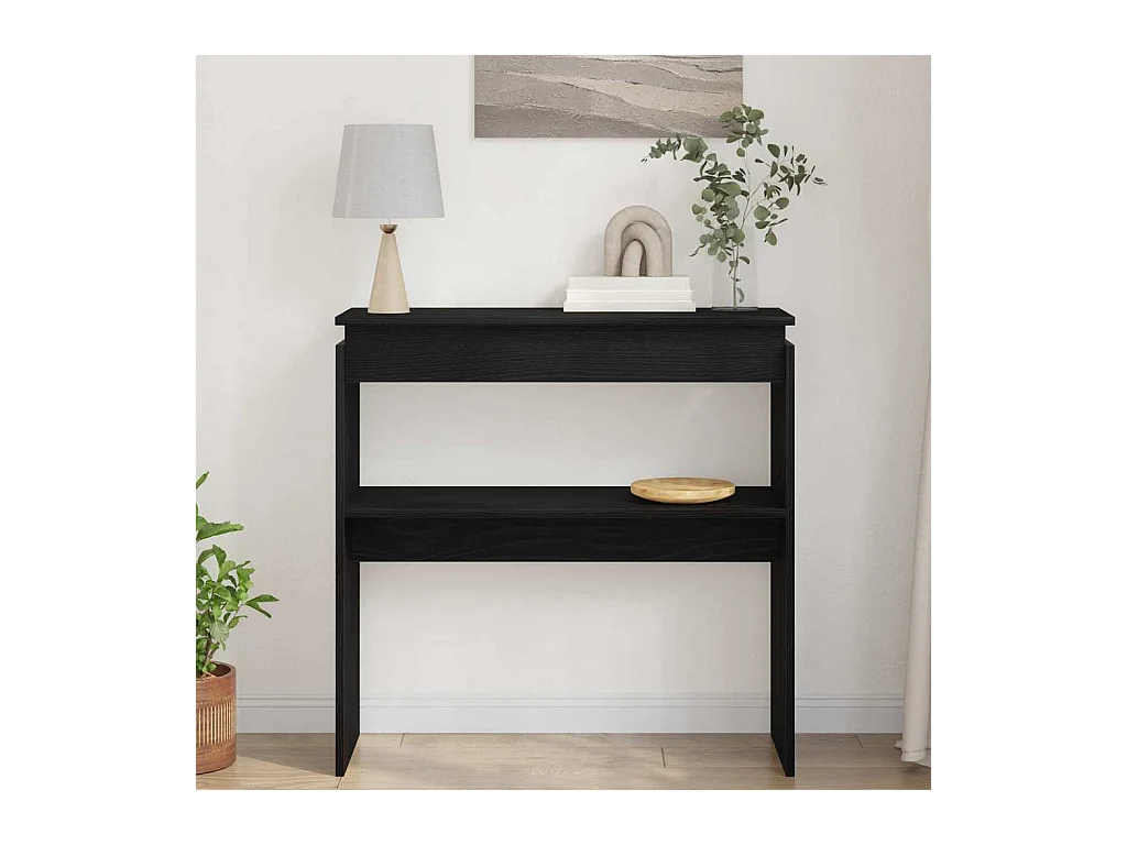 Mesa Consola Roble negro 80 x 30 x 80 cm Madera contrachapada