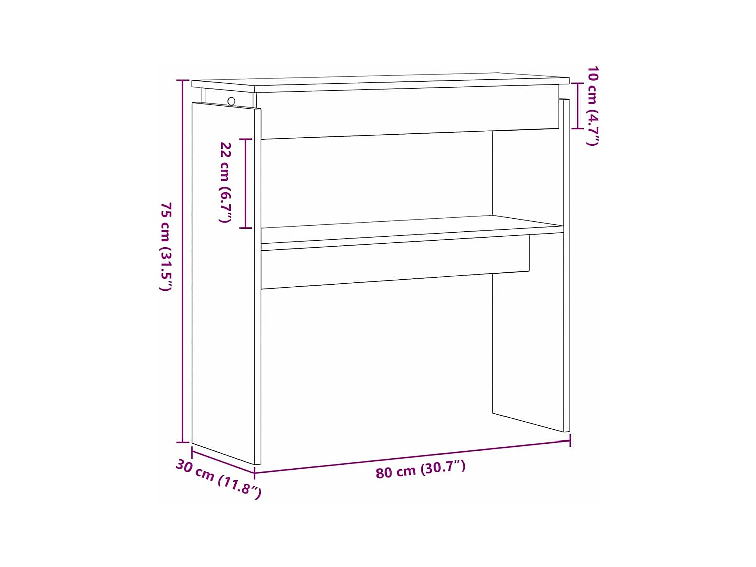 Mesa Consola Roble negro 80 x 30 x 80 cm Madera contrachapada