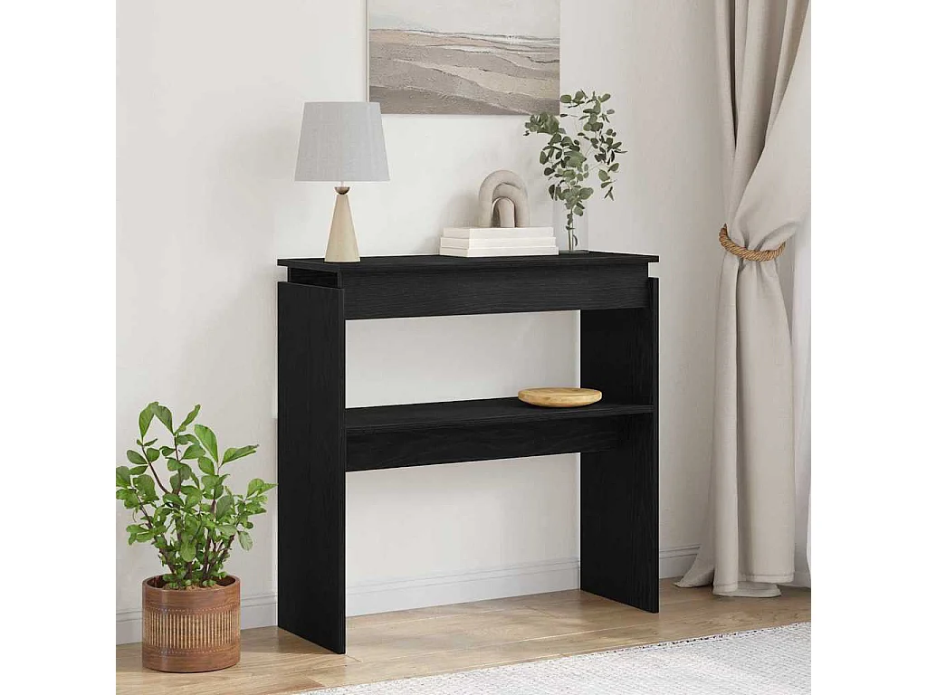 Mesa Consola Roble negro 80 x 30 x 80 cm Madera contrachapada