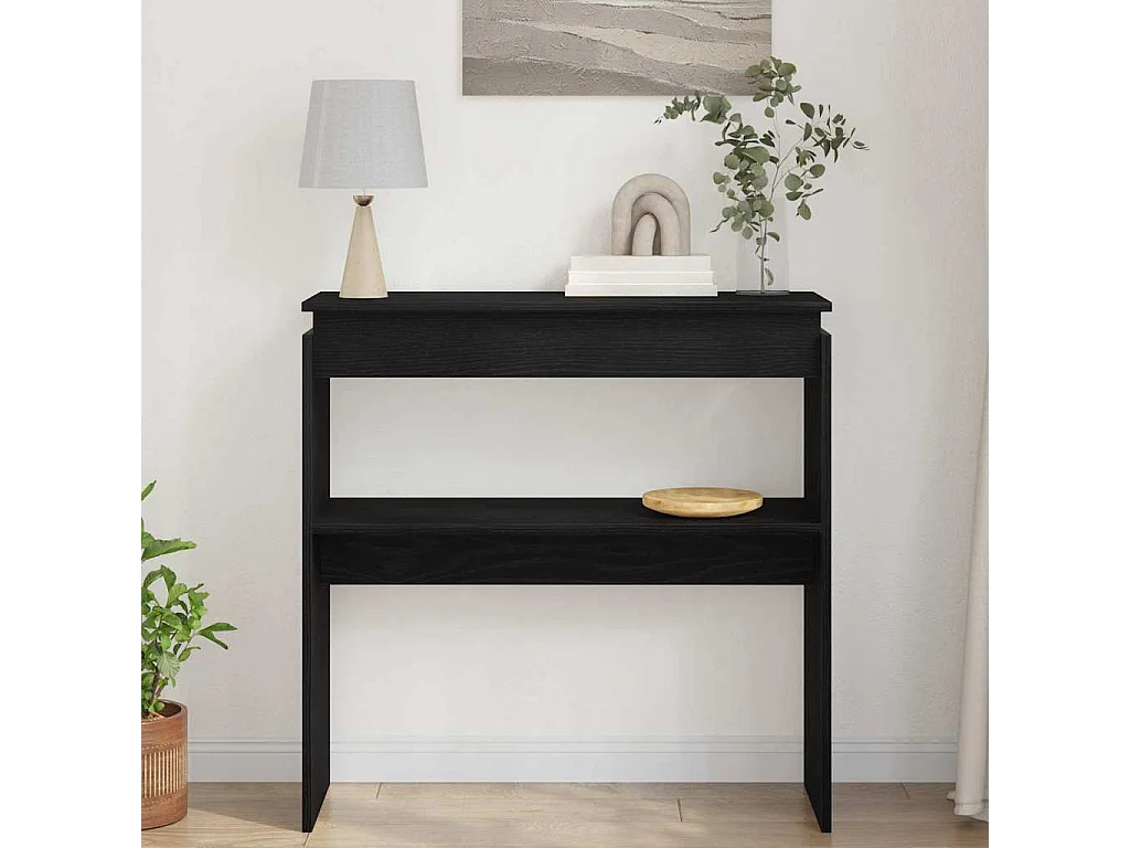 Mesa Consola Roble negro 80 x 30 x 80 cm Madera contrachapada
