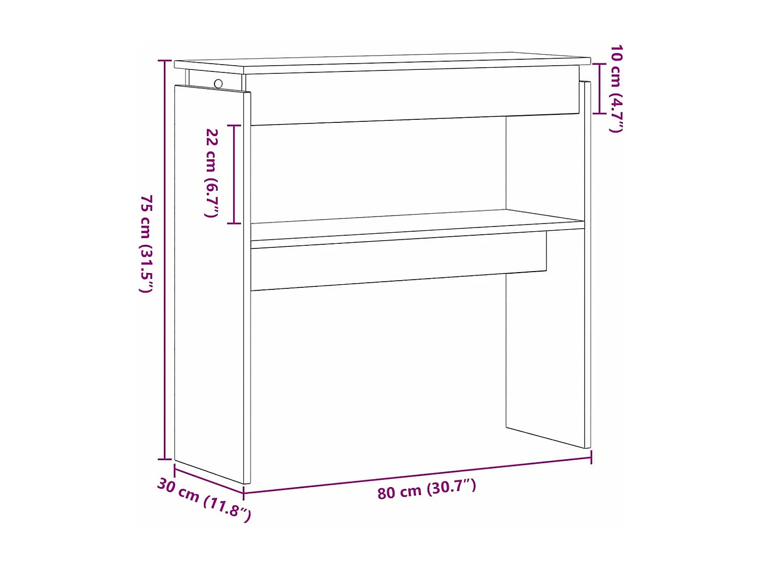 Mesa Consola Roble negro 80 x 30 x 80 cm Madera contrachapada