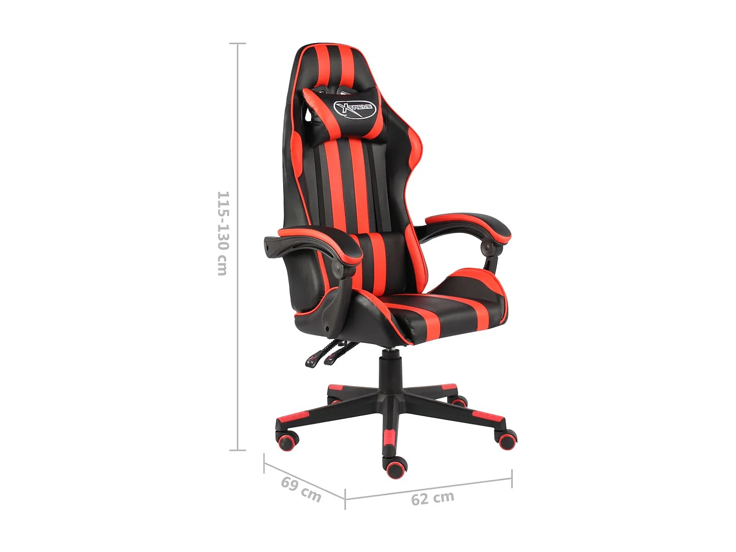 Fauteuil de jeux vidéo Noir et rouge Similicuir