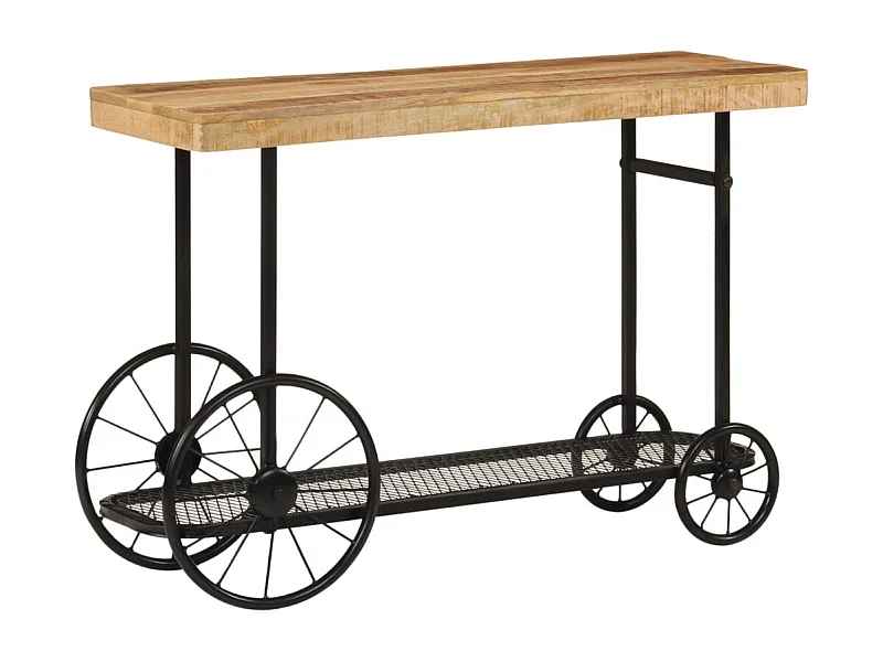 Mesa consola madera maciza de mango y hierro 112x36x76 cm