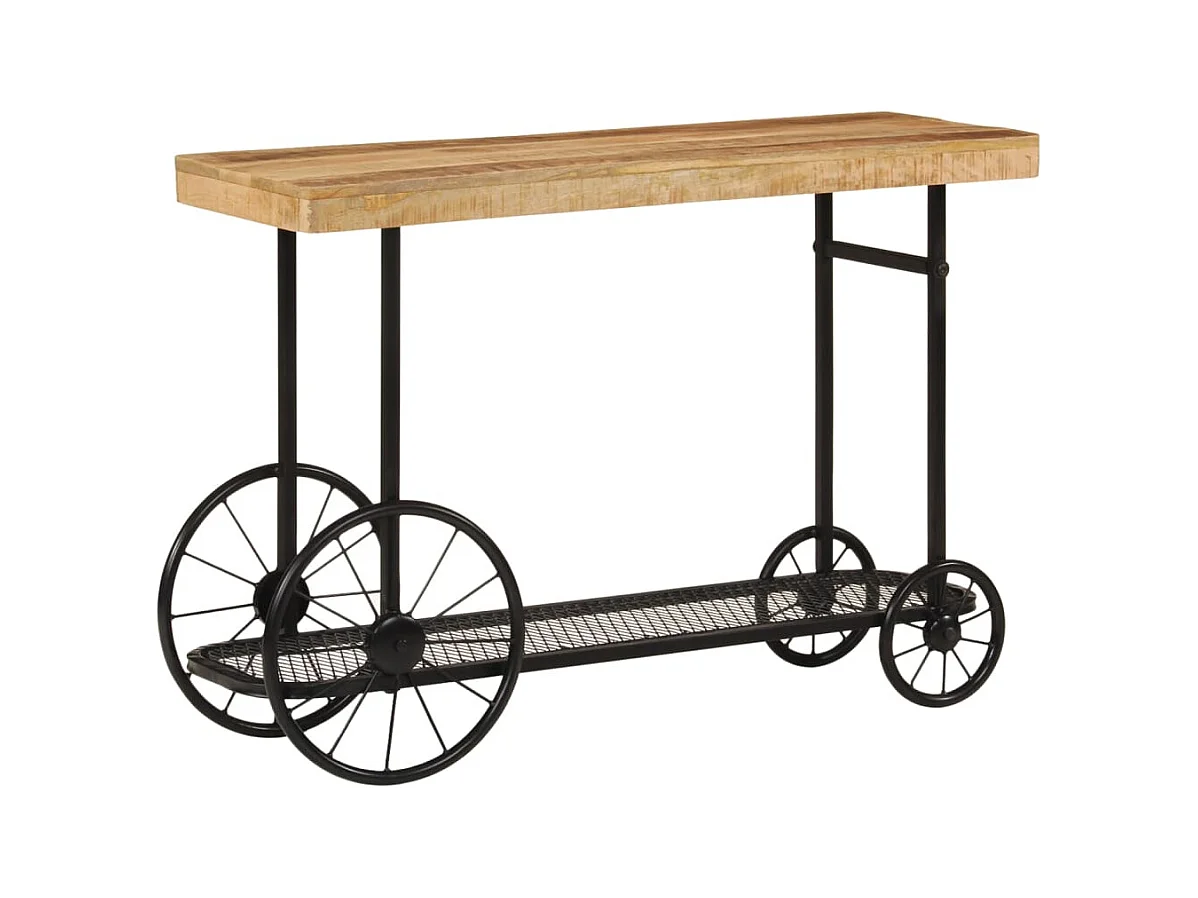 Mesa consola madera maciza de mango y hierro 112x36x76 cm
