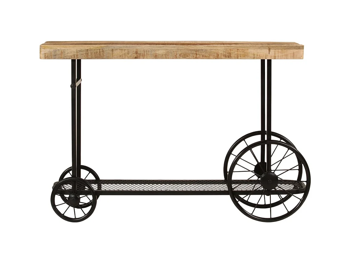 Mesa consola madera maciza de mango y hierro 112x36x76 cm