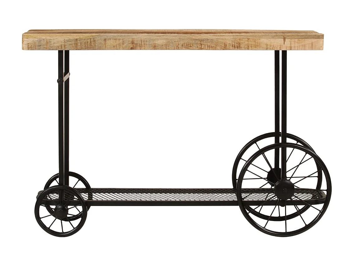 Table console 112x36x76 cm bois massif de manguier et fer