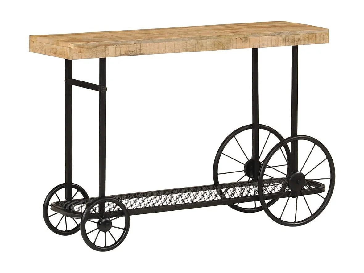 Table console 112x36x76 cm bois massif de manguier et fer