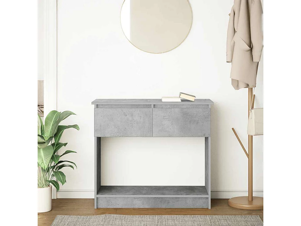 Table console avec tiroirs gris béton 85,5x38,5x74,5 cm