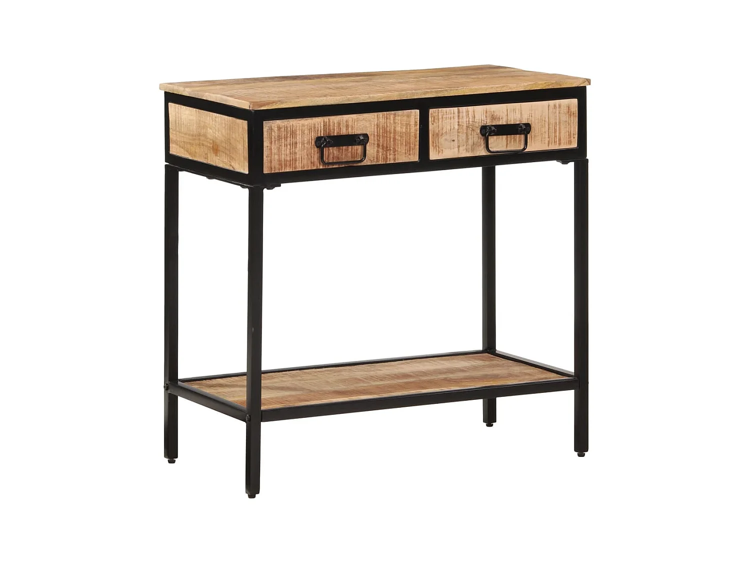 Mesa consola madera maciza de mango rugosa 70x35x70 cm