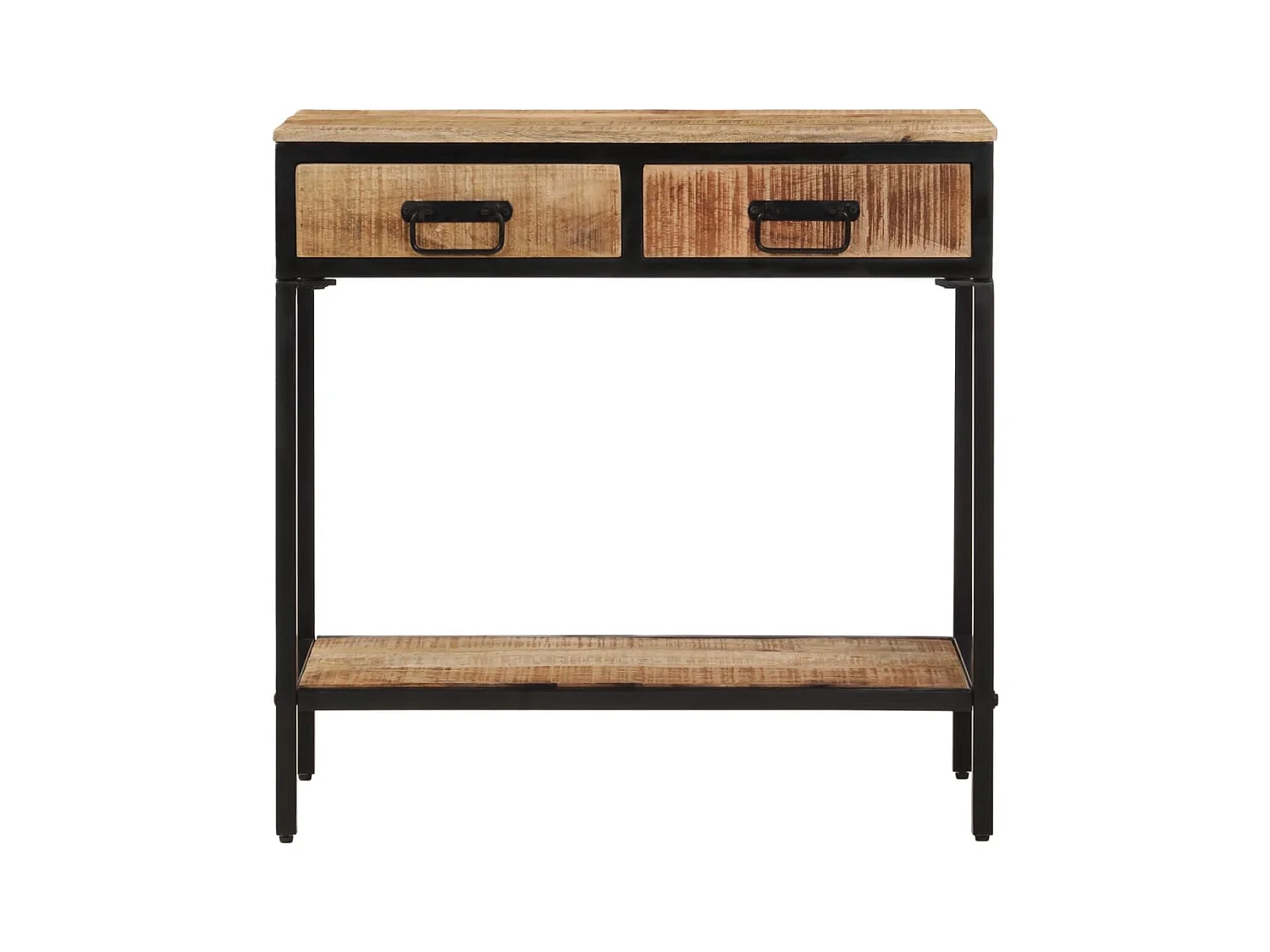 Mesa consola madera maciza de mango rugosa 70x35x70 cm