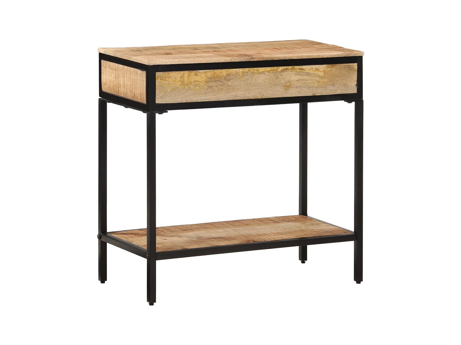 Mesa consola madera maciza de mango rugosa 70x35x70 cm