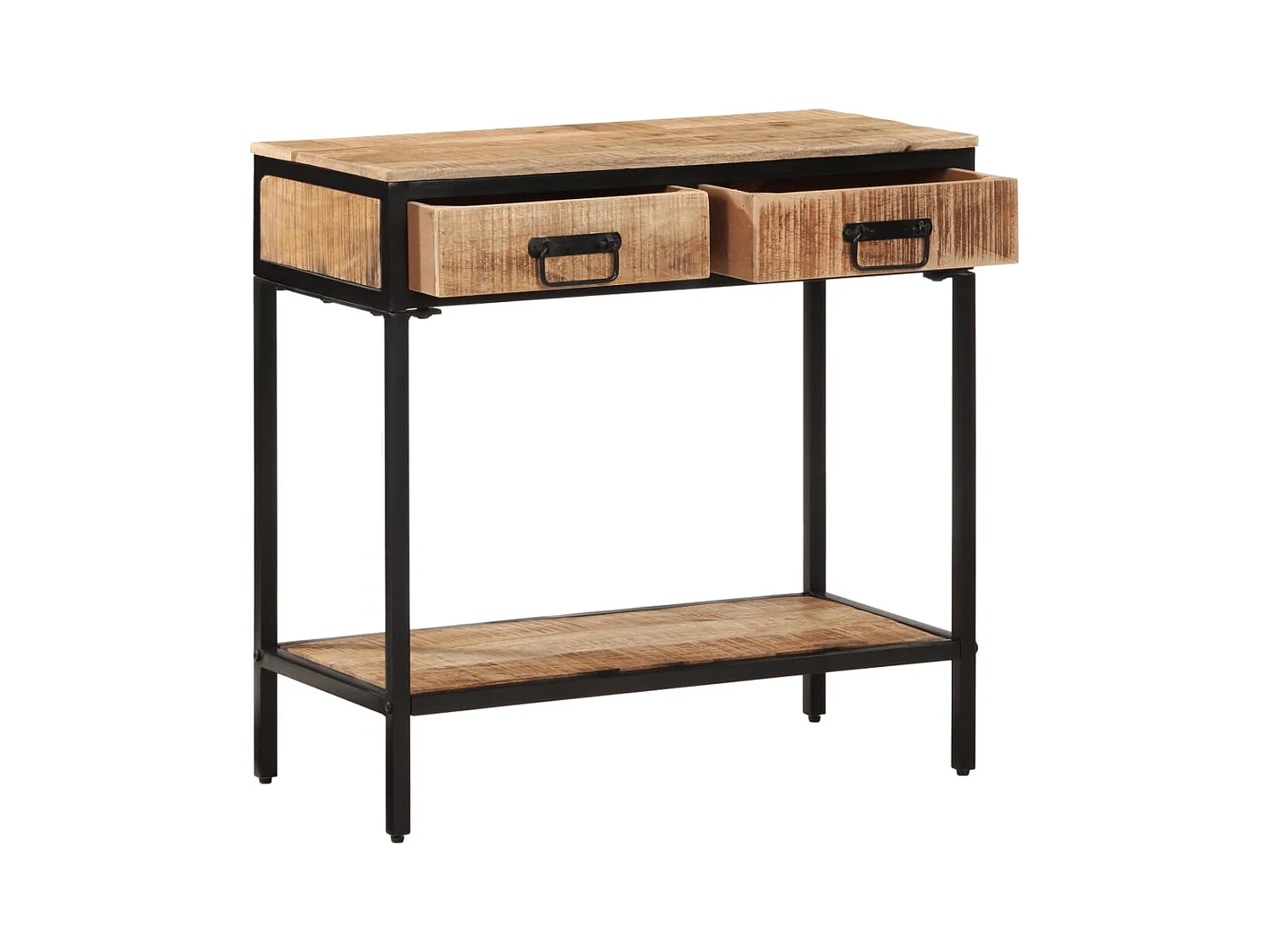 Mesa consola madera maciza de mango rugosa 70x35x70 cm