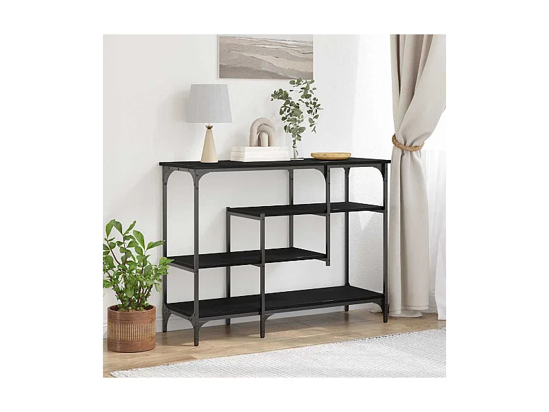Mesa Consola con estante Roble negro 100 x 35 x 75 cm