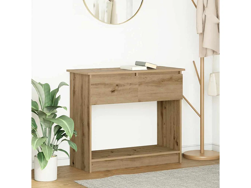 Table console avec tiroirs chêne artisanal 85,5x38,5x74,5 cm