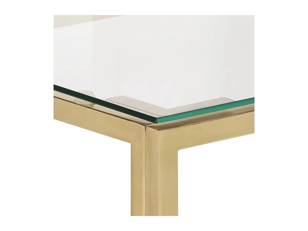 Table console doré acier inoxydable et verre trempé