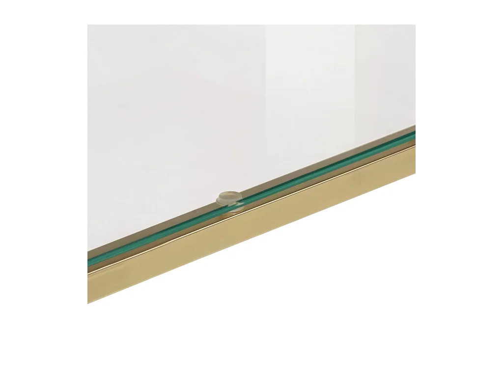 Table console doré acier inoxydable et verre trempé