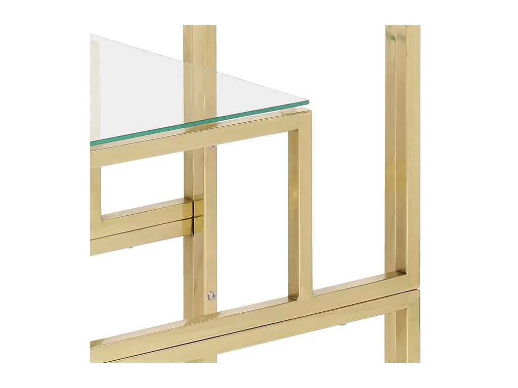 Table console doré acier inoxydable et verre trempé