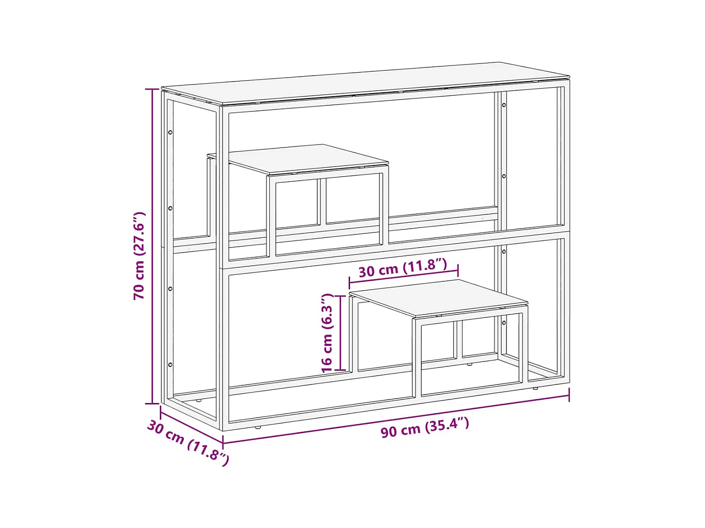 Table console doré acier inoxydable et verre trempé