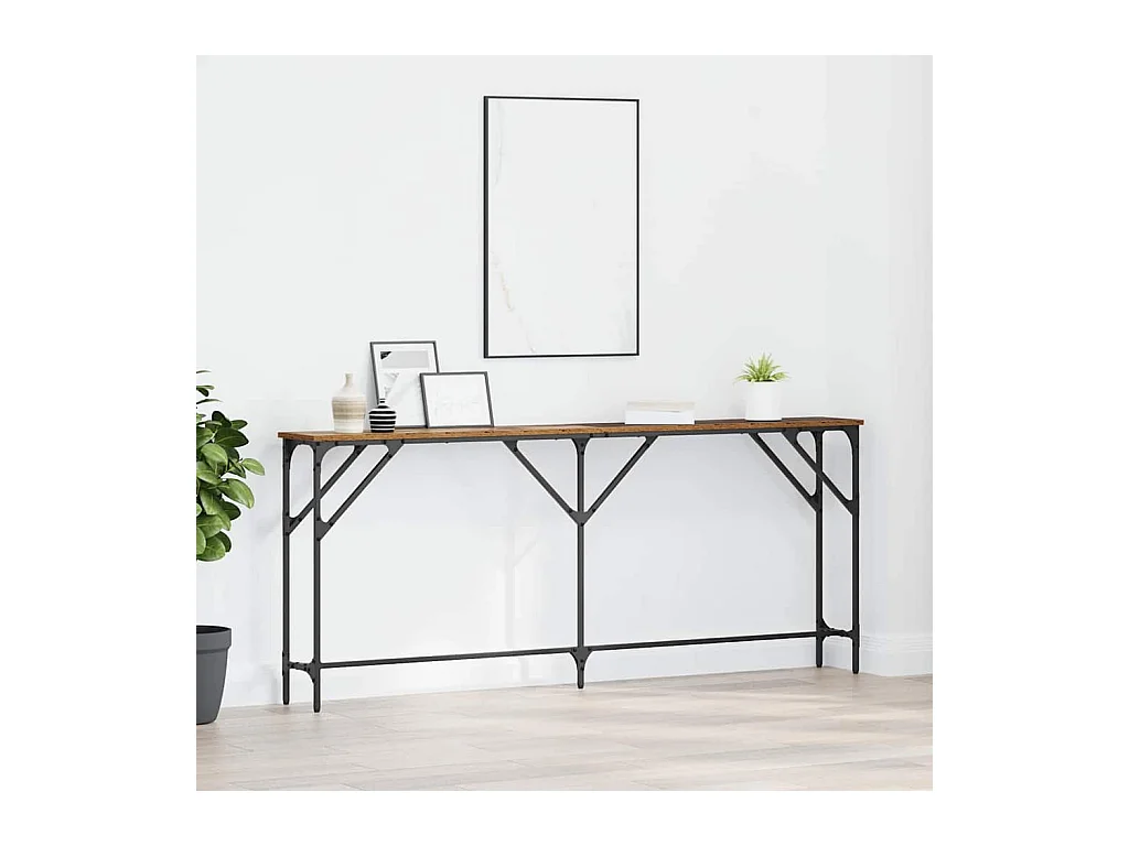 Wandtafel Oud Hout 180 x 23 x 75 cm Samengesteld hout en metaal