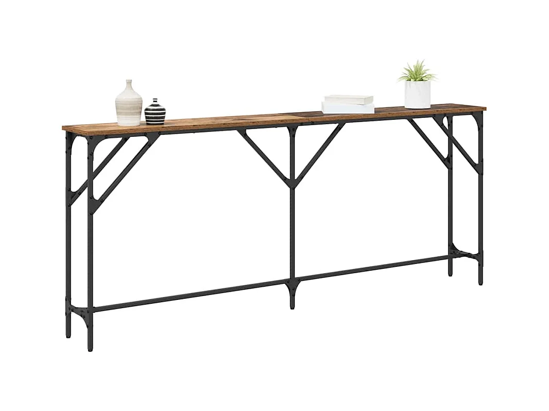 Wandtafel Oud Hout 180 x 23 x 75 cm Samengesteld hout en metaal