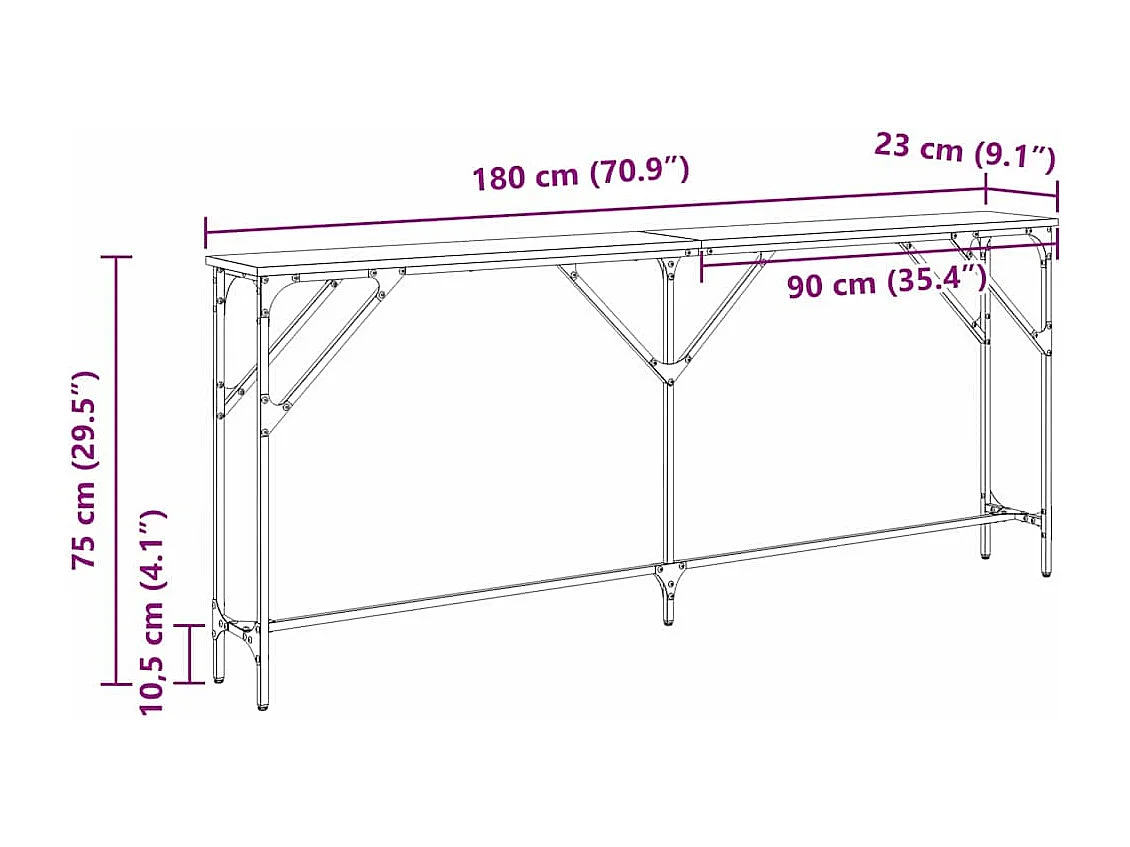 Mesa Consola Madera Vieja 180 x 23 x 75 cm