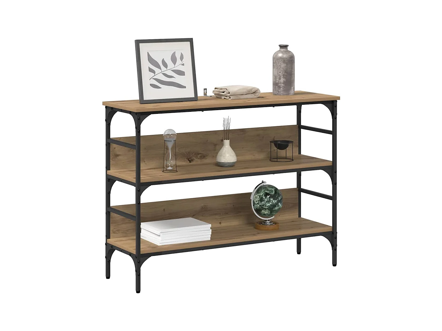 Mesa Consola con estante Roble artisan 100 x 32 x 75 cm