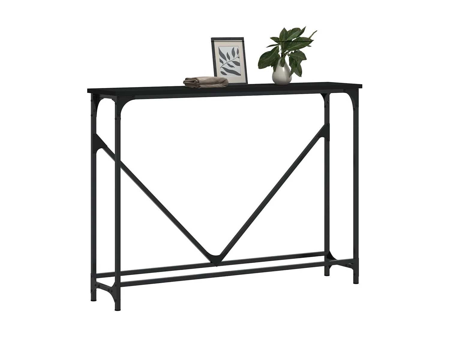 Mesa consola madera de ingeniería negra 102x22,5x75 cm