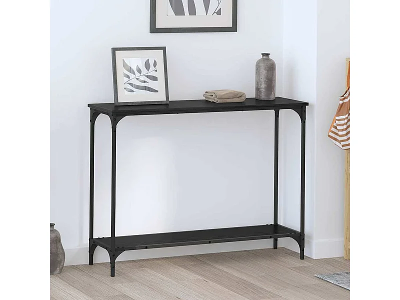 Mesa Consola con estante Roble negro 101 x 30.5 x 75 cm