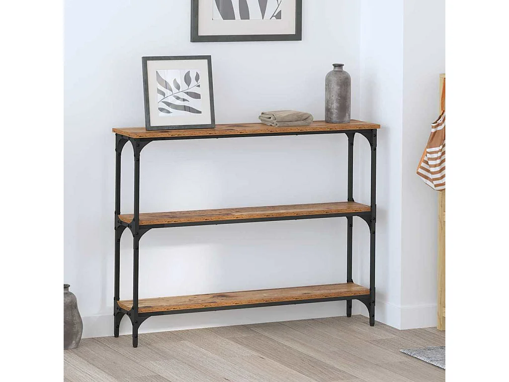 Table console avec étagère Bois ancien 100 x 22.5 x 75 cm