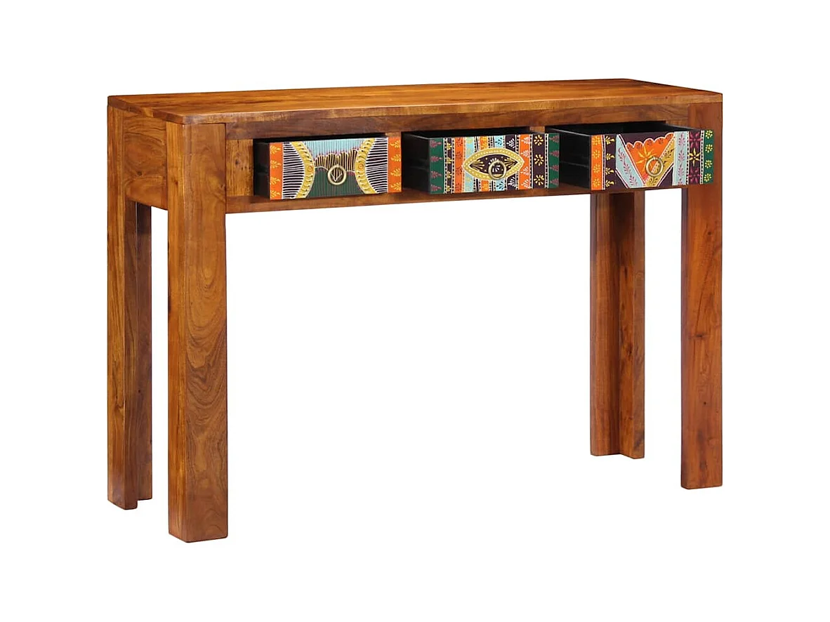 Mesa consola madera maciza de acacia 110x35x75 cm