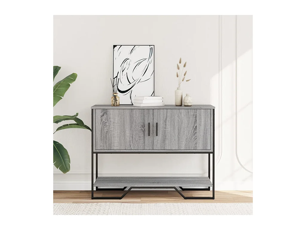 Mesa consola 100x35x74,5 cm derivados madeira cinzento sonoma