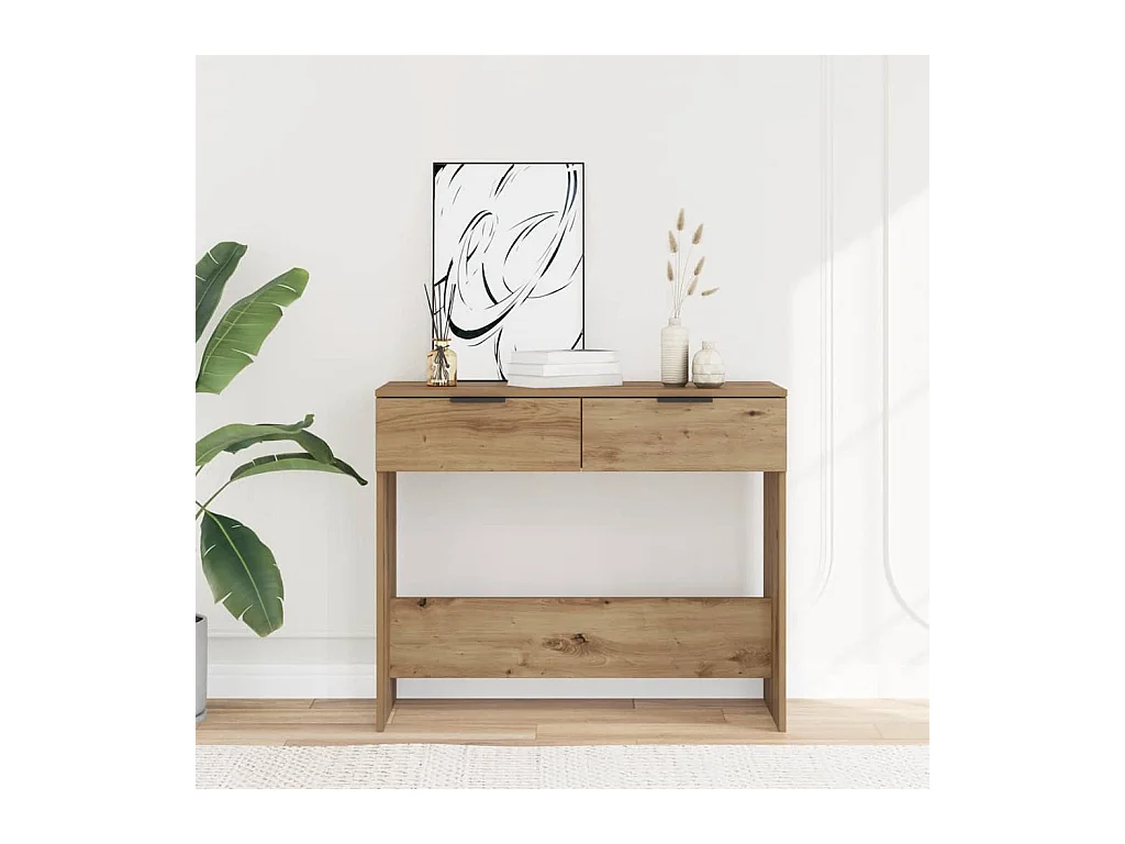 Mesa consola madera de ingeniería roble artesanal 90x36x75 cm