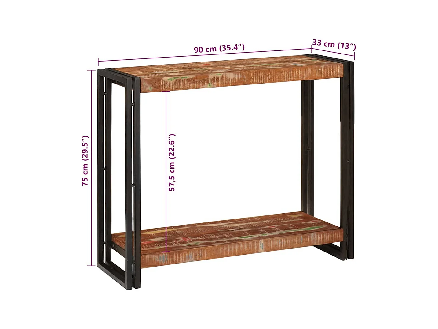 Mesa Consola Multicolor 90 x 33 x 75 cm madera maciza reciclada