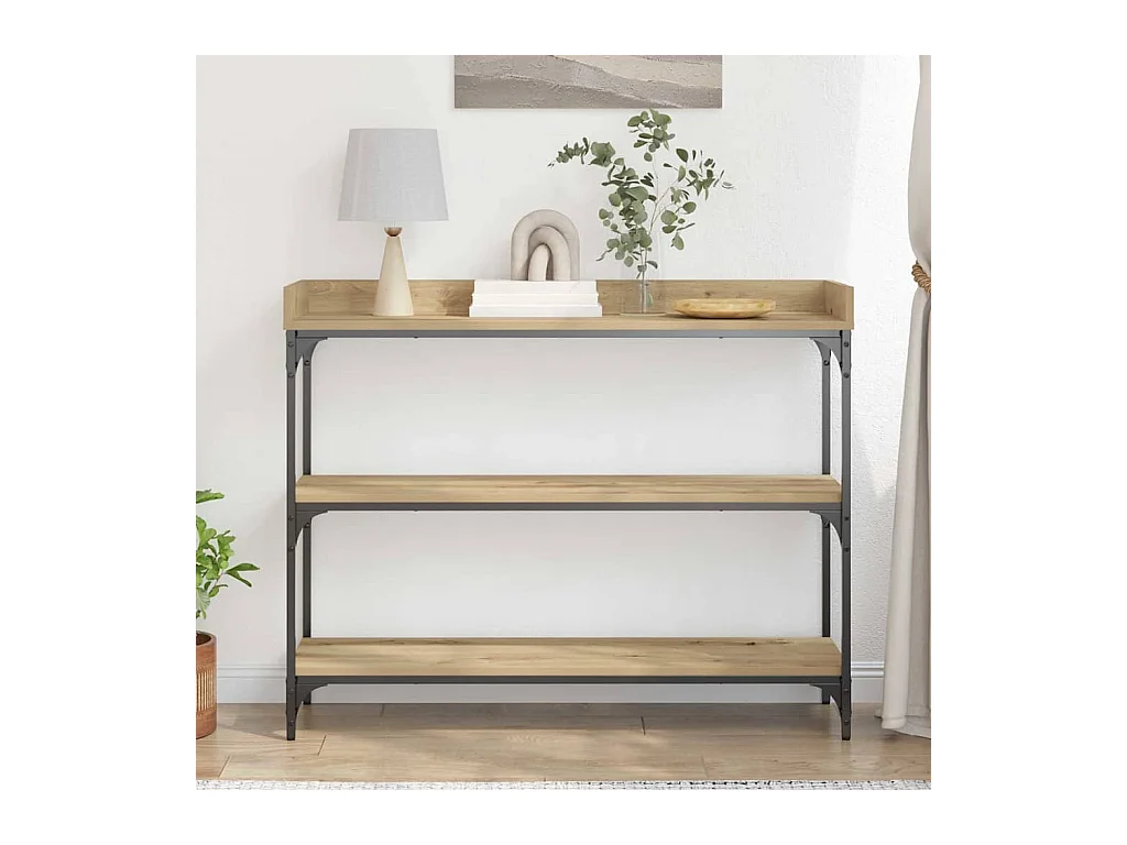 Table Console avec étagère chêne artisanal 100 x 30 x 80 cm