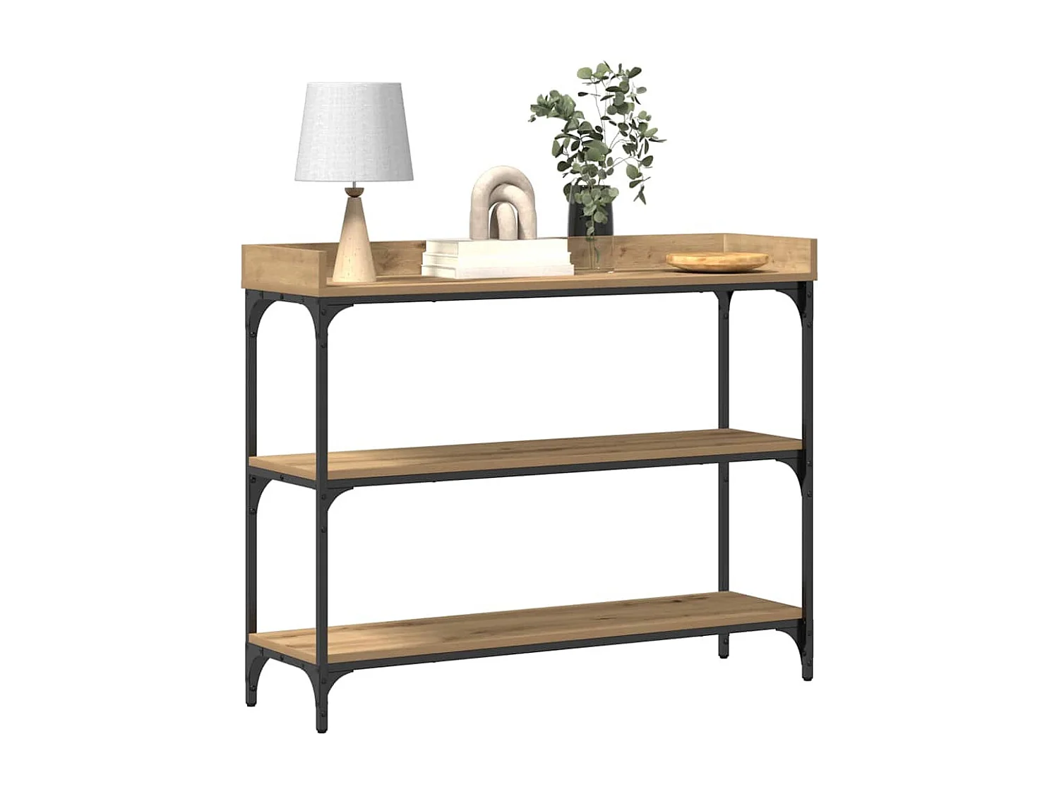 Table Console avec étagère chêne artisanal 100 x 30 x 80 cm