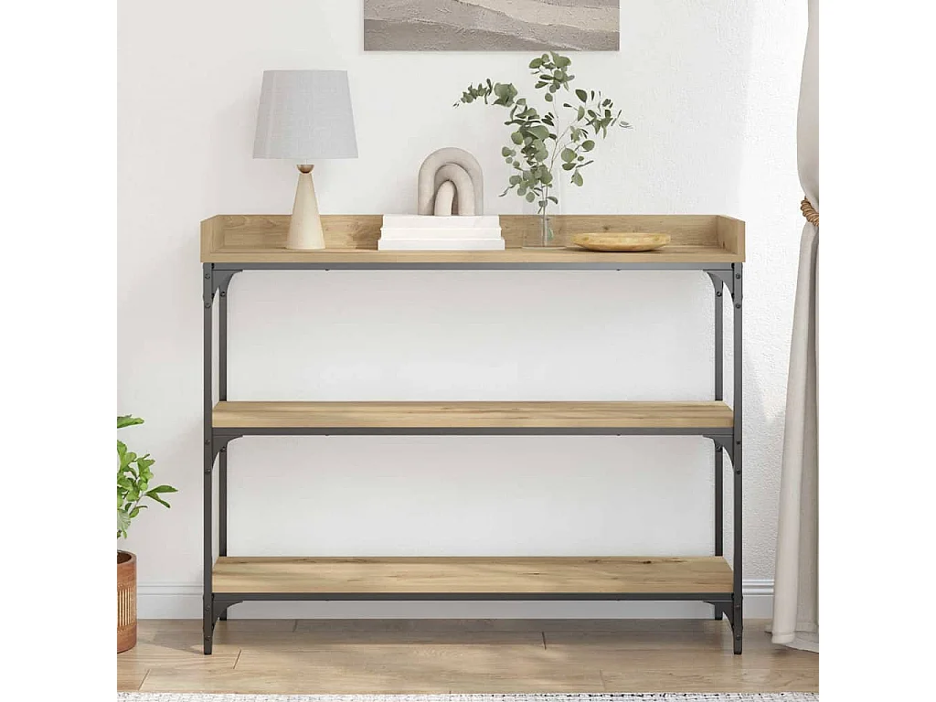 Table Console avec étagère chêne artisanal 100 x 30 x 80 cm