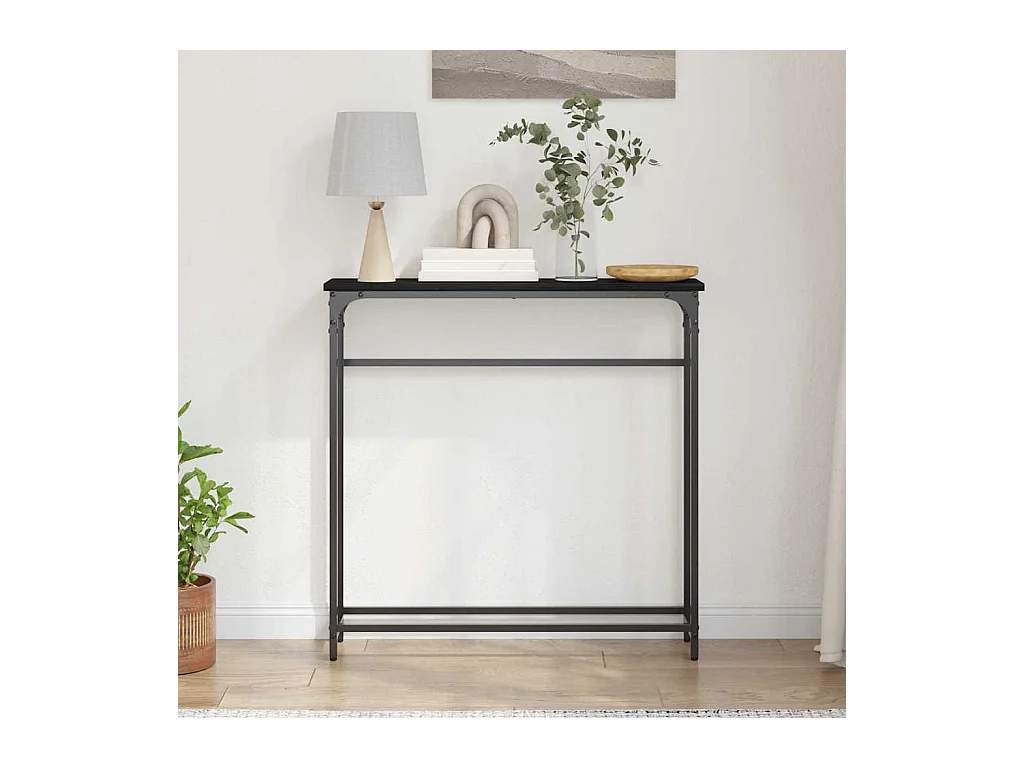 Table Console avec étagère Chêne noir 75 x 19,5 x 75 cm