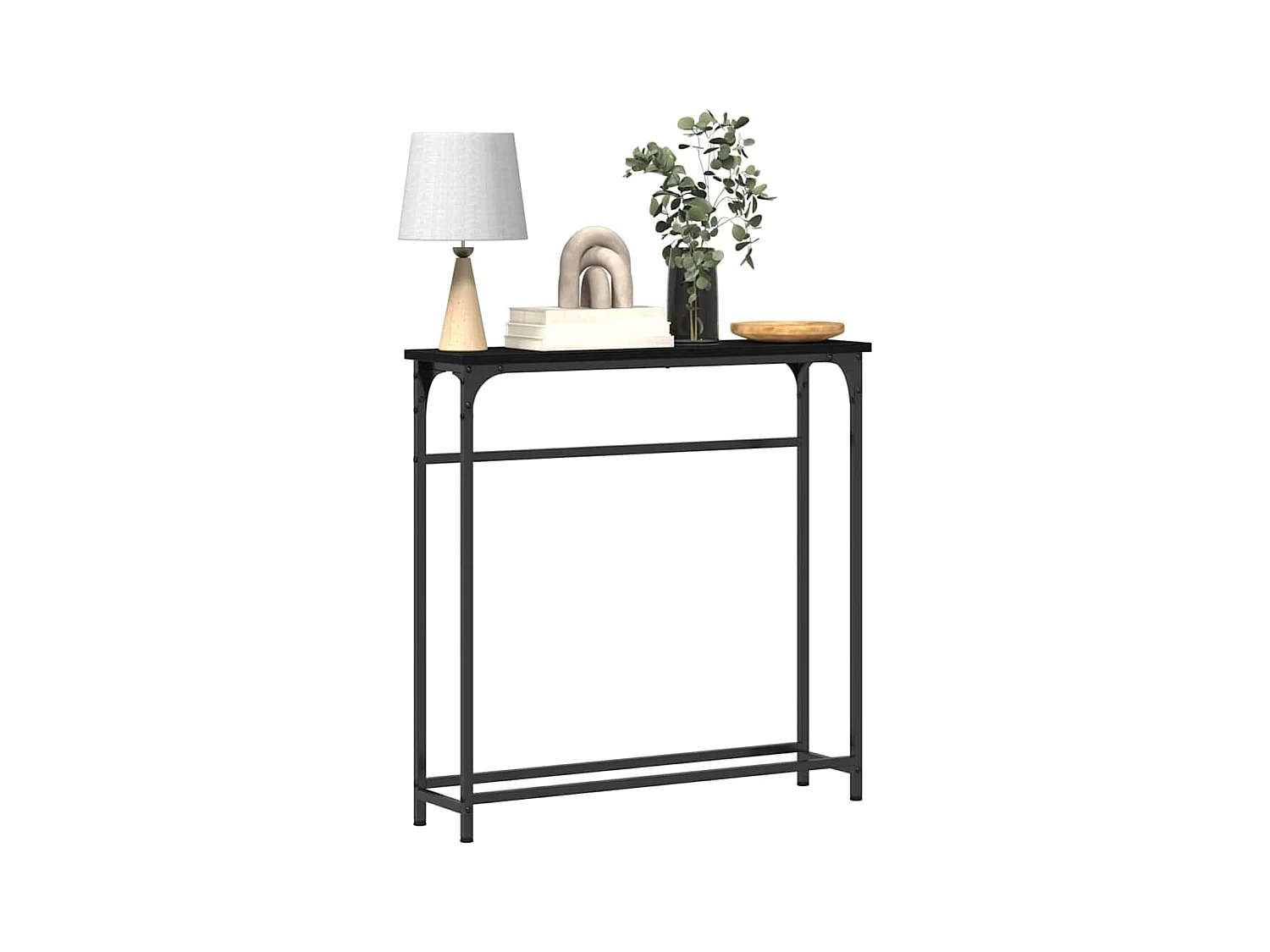 Table Console avec étagère Chêne noir 75 x 19,5 x 75 cm