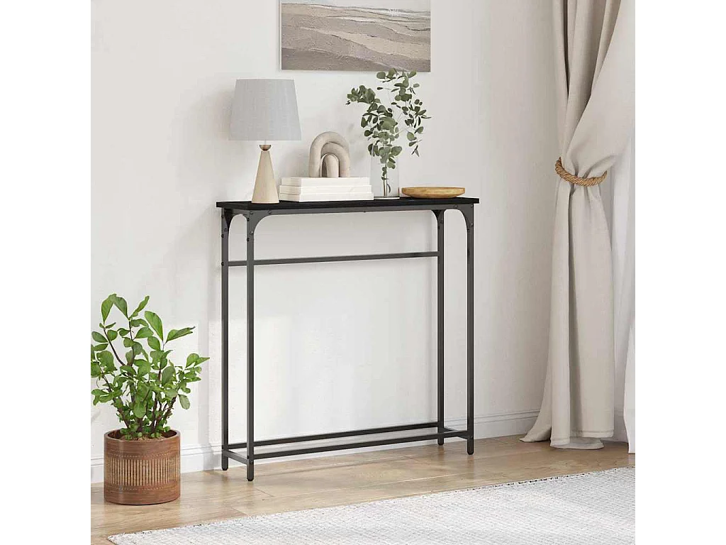 Table Console avec étagère Chêne noir 75 x 19,5 x 75 cm
