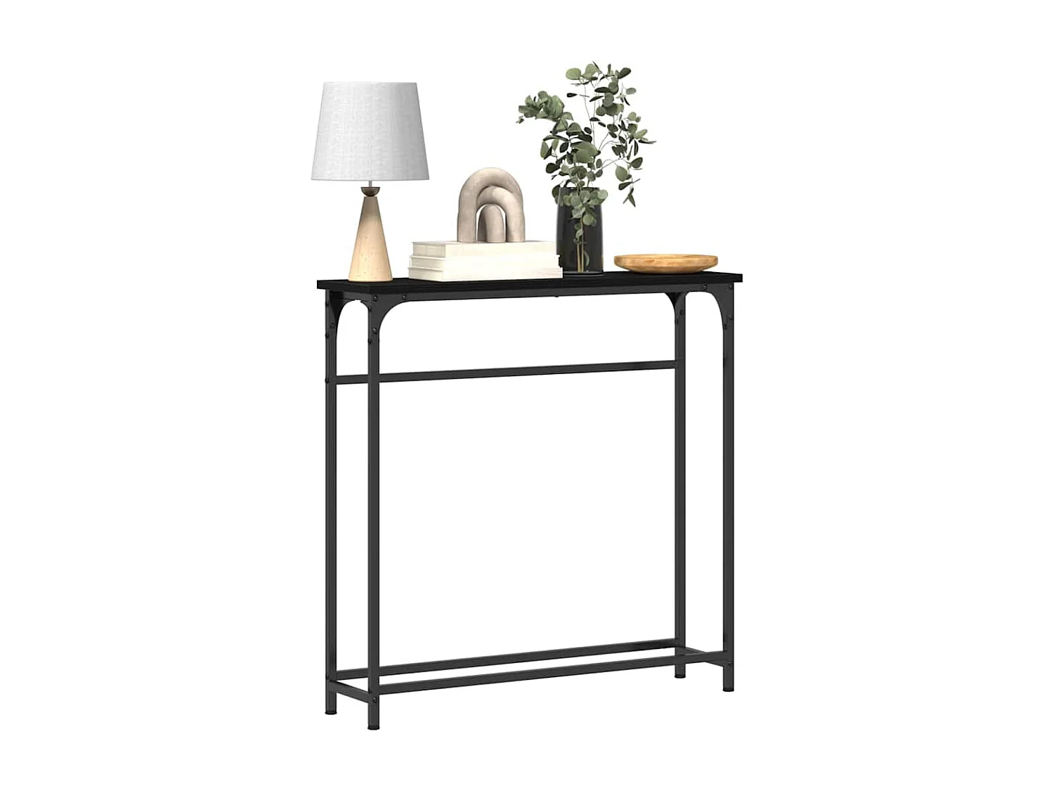 Table Console avec étagère Chêne noir 75 x 19,5 x 75 cm