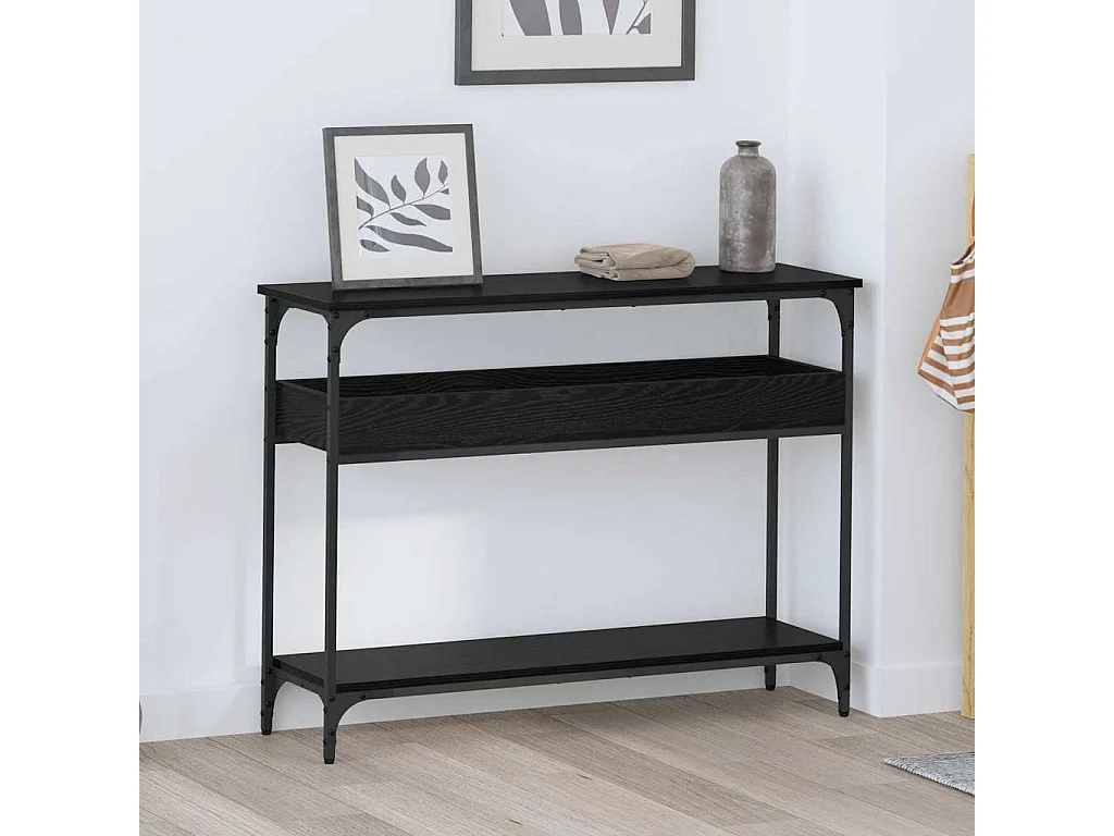 Table console Chêne noir 100 x 29 x 75 cm Bois d'ingénierie