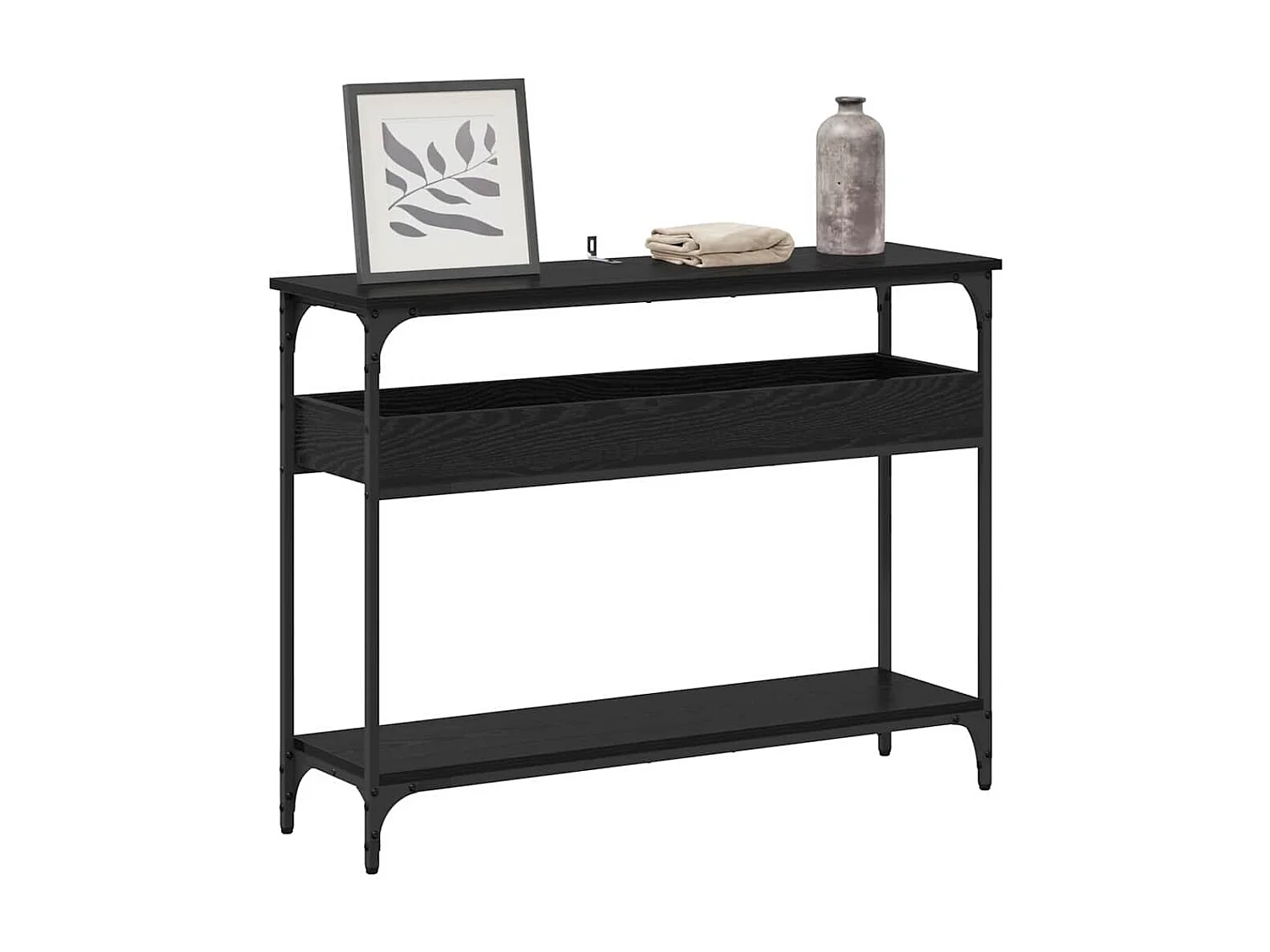 Table console Chêne noir 100 x 29 x 75 cm Bois d'ingénierie