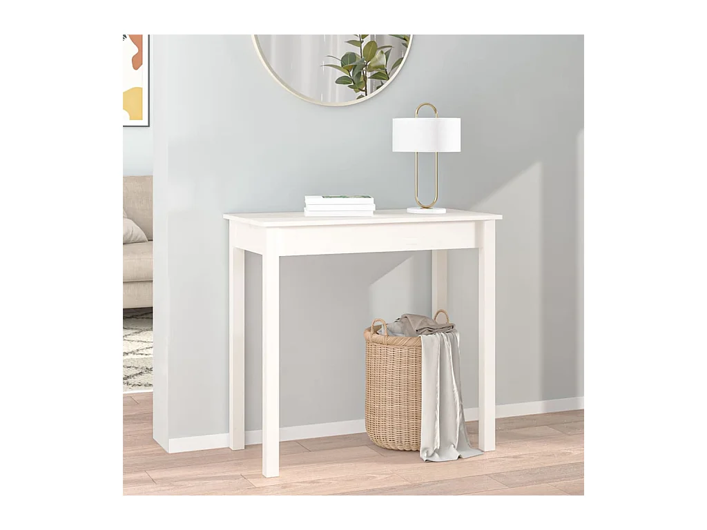Mesa consola de madera maciza de pino blanco 80x40x75 cm