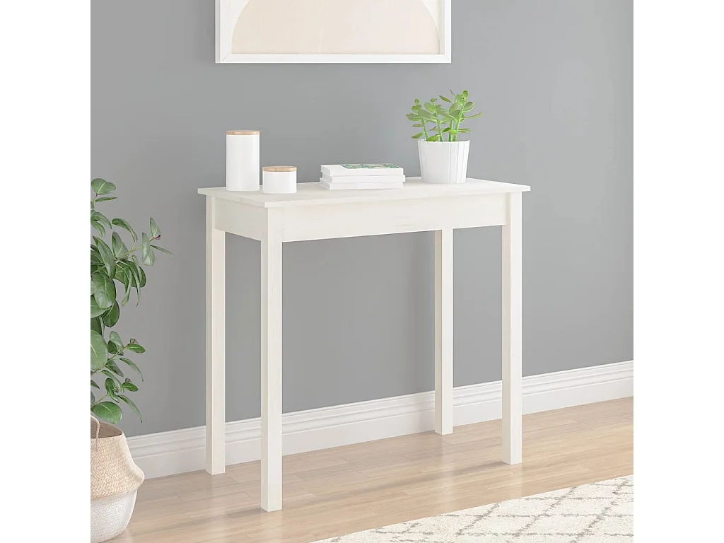 Mesa consola 80x40x75 cm madeira de pinho maciça branco
