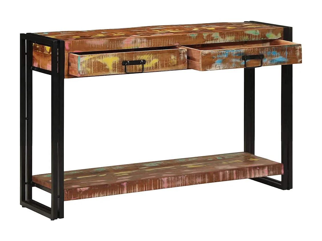 Table console Multicolore bois de récupération massif